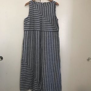 J.Jill love linen 100% linen striped midi dress with pockets
